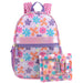 17-Inch Floral Themed Backpack with Clear Front Pocket and 8-Piece School Supply Kit