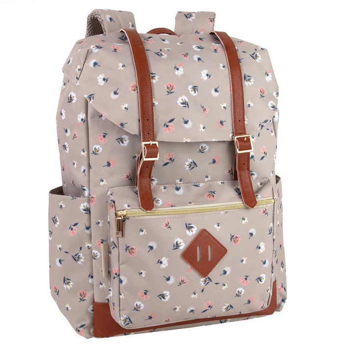 Bulk Floral Print Double Buckle Flap Backpack