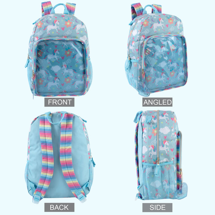 17-Inch Unicorn Backpack & Lunch Bag with 14-Piece School Supply Kit - BagsInBulk.com