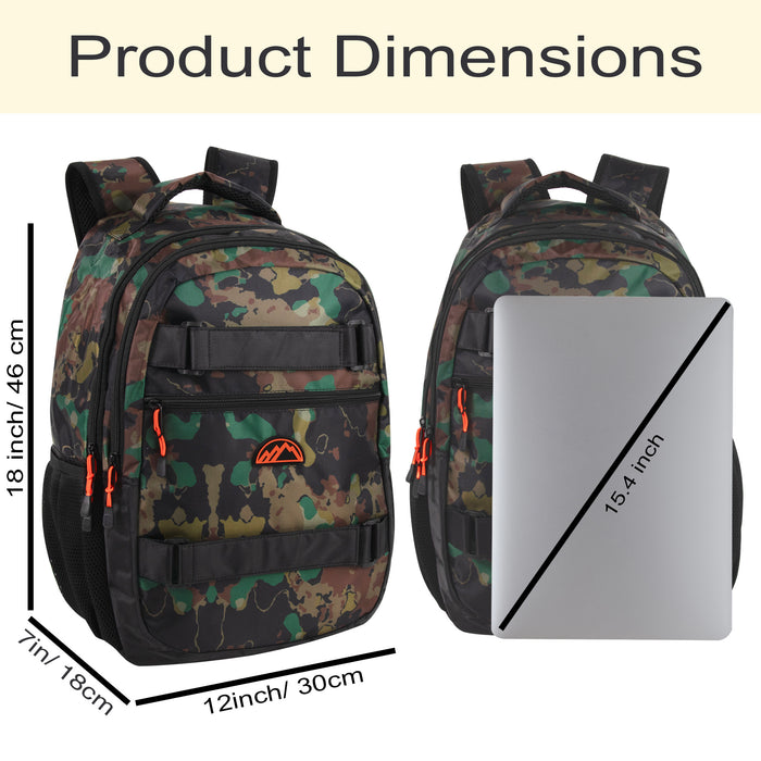 19 Inch Dual Strap Skate  Backpack w Laptop Sleeve - Camo - BagsInBulk.com