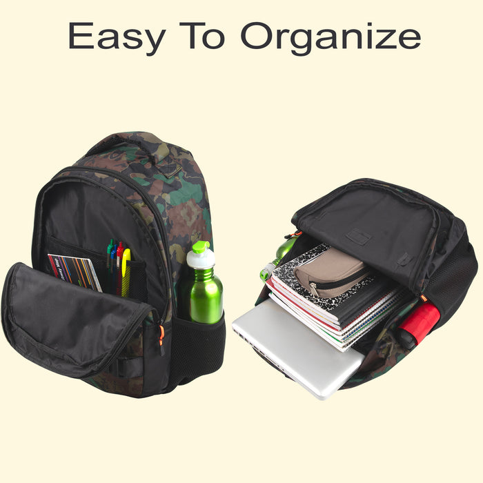 19 Inch Dual Strap Skate  Backpack w Laptop Sleeve - Camo - BagsInBulk.com