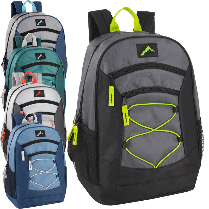 Wholesale 18 Inch Multi Pocket Bungee Backpack - BagsInBulk.com