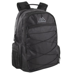 19-inch Bungee Backpack w Laptop Sleeve - Black - BagsInBulk.com