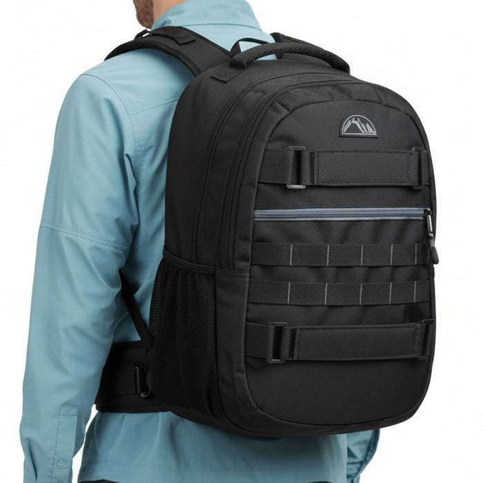 19-Inch Dual Strap Skate Backpack w Laptop Sleeve - Black