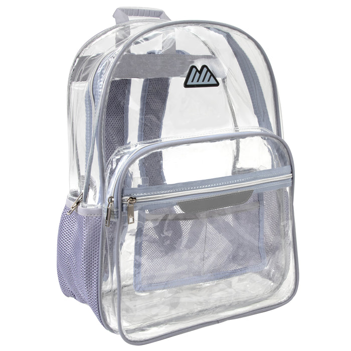 18-Inch Clear Backpack with Side Mesh Pockets & Reflective Patch - Camo Print