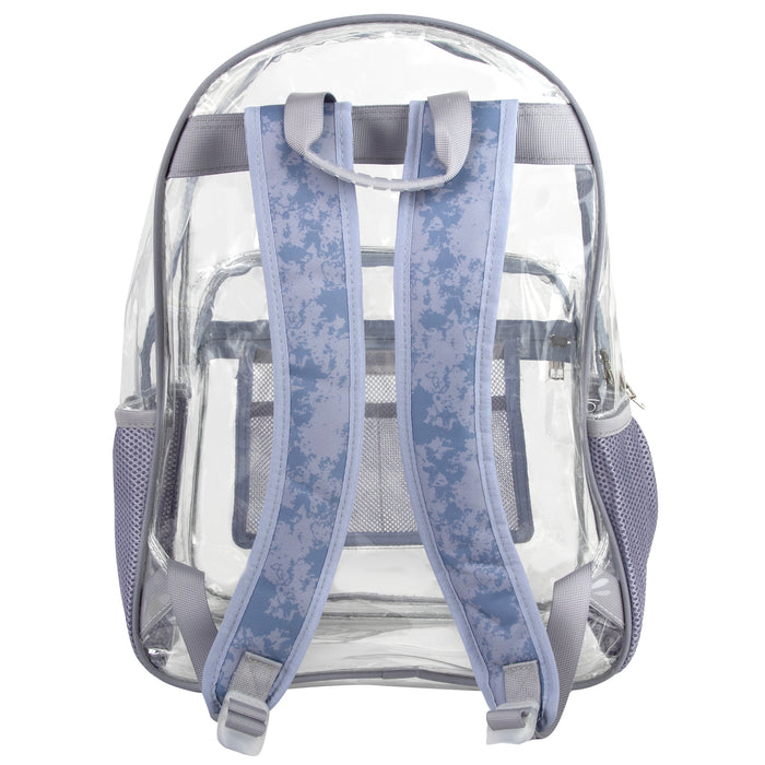 18-Inch Clear Backpack with Side Mesh Pockets & Reflective Patch - Camo Print