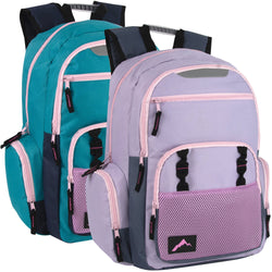 18 Inch Reflective Multi-Pocket Backpack with Laptop Section -  2 Colors - BagsInBulk.com