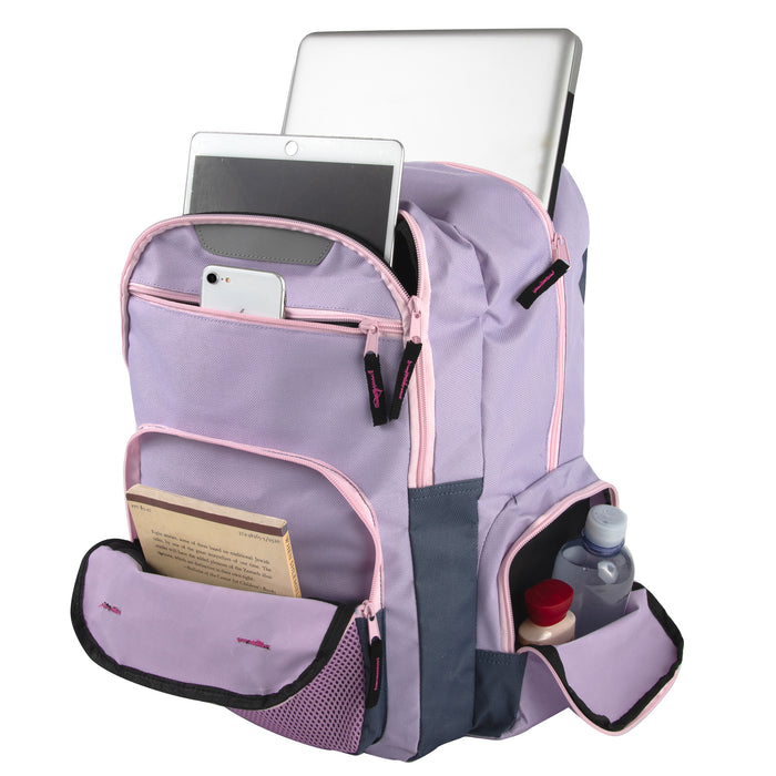 18 Inch Reflective Multi-Pocket Backpack with Laptop Section -  2 Colors - BagsInBulk.com