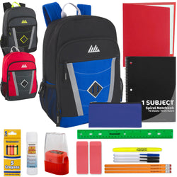 18" Multi-Pocket Reflective Backpack with 20-Piece School Supply Kit - Boys - BagsInBulk.com