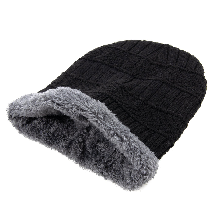 Adult Knit Winter Hats  – Black - BagsInBulk.com