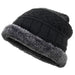 Ultra Warm Sherpa Knit Hat - Black - BagsInBulk.com