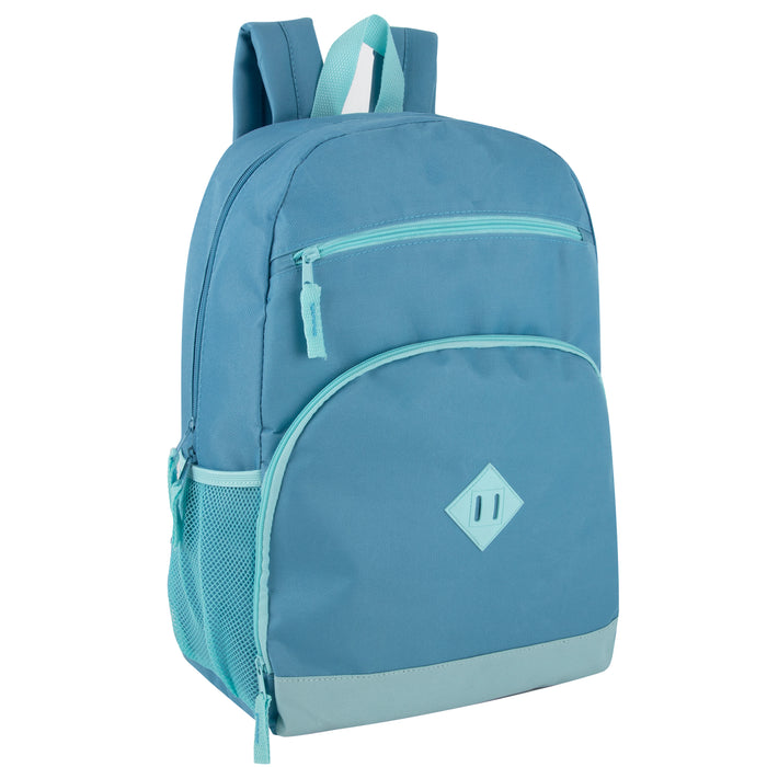 17-Inch Two Tone Dome Backpack With Side Mesh Pocket - 3 Color Assortment