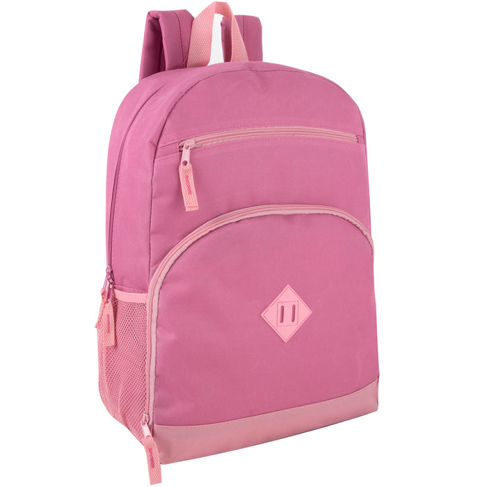 17-Inch Two Tone Dome Backpack With Side Mesh Pocket - 3 Color Assortment