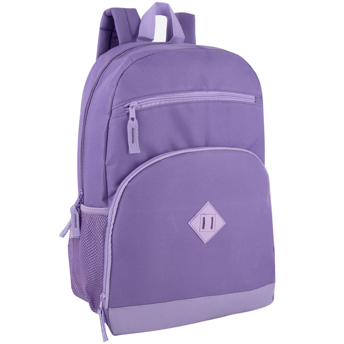 17-Inch Two Tone Dome Backpack With Side Mesh Pocket - 3 Color Assortment