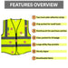 Deluxe Adult High Visibility Safety Vest With Clear ID Pocket - BagsInBulk.com