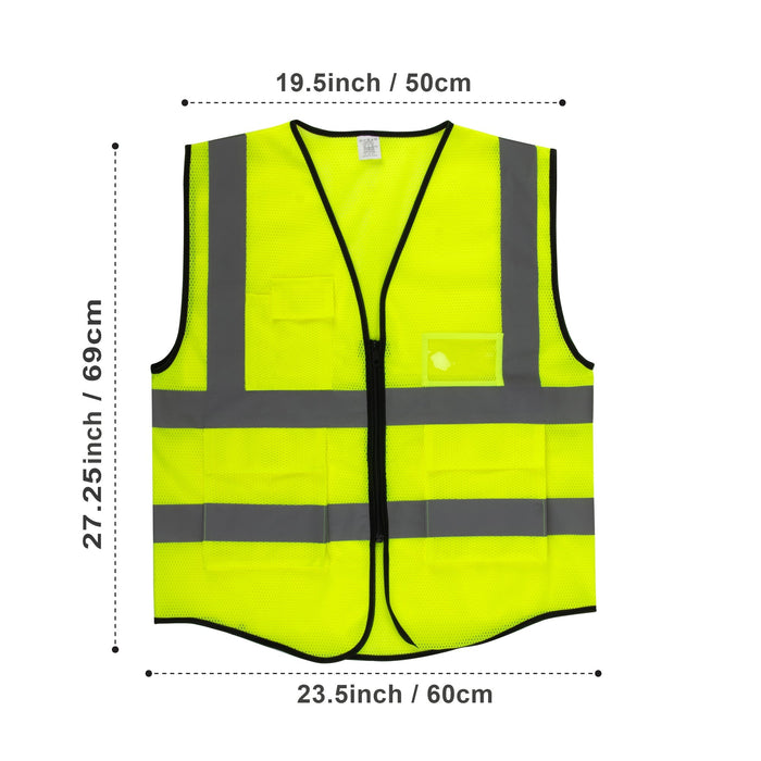 Deluxe Adult High Visibility Safety Vest With Clear ID Pocket - BagsInBulk.com