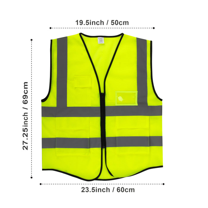 Deluxe Adult High Visibility Safety Vest With Clear ID Pocket - BagsInBulk.com