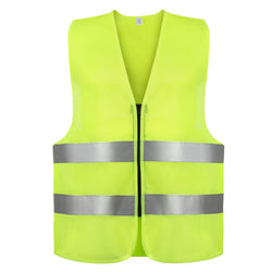 Adult Zippered High Visibility Safety Vest With Reflective Strips - BagsInBulk.com