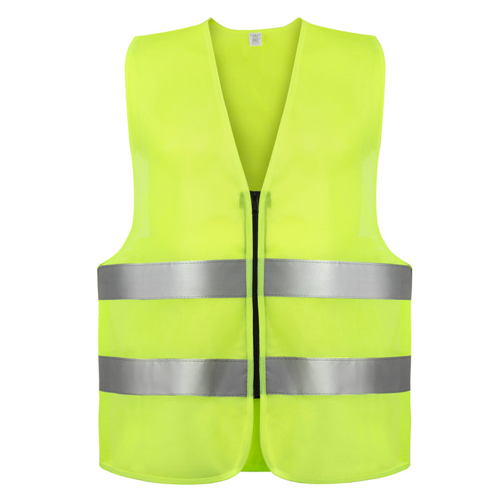 Adult Zippered High Visibility Safety Vest With Reflective Straps - BagsInBulk.com