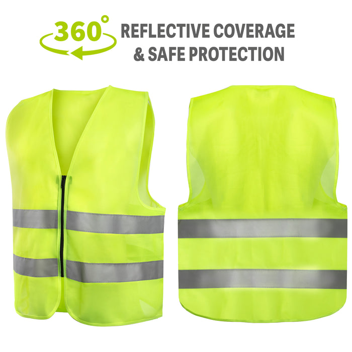 Adult Zippered High Visibility Safety Vest With Reflective Straps - BagsInBulk.com