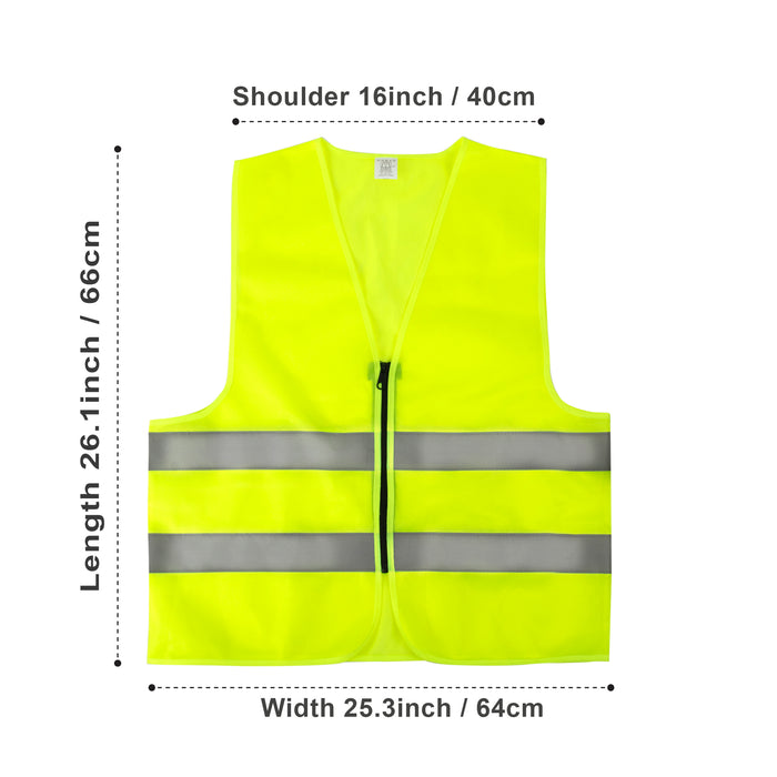 Adult Zippered High Visibility Safety Vest With Reflective Straps - BagsInBulk.com