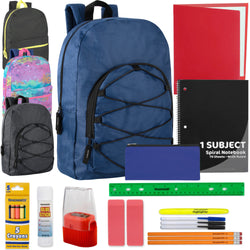 18-Inch Dome Backpack with 20-Piece School Supplies Kit - 4 Colors - BagsInBulk.com
