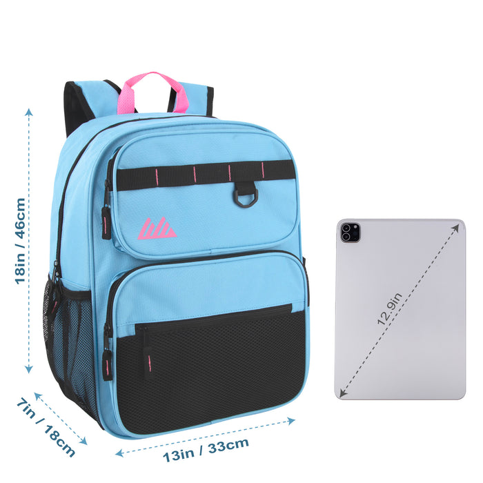 17 Inch Multi- Mesh Pocket Daisy Chain Backpack- Girls -  Single Colors - BagsInBulk.com