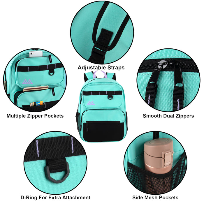 17 Inch Multi- Mesh Pocket Daisy Chain Backpack- Girls -  Single Colors - BagsInBulk.com