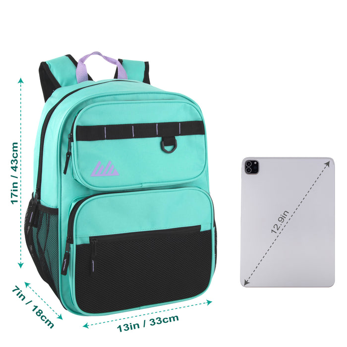 17 Inch Multi- Mesh Pocket Daisy Chain Backpack- Girls -  Single Colors - BagsInBulk.com
