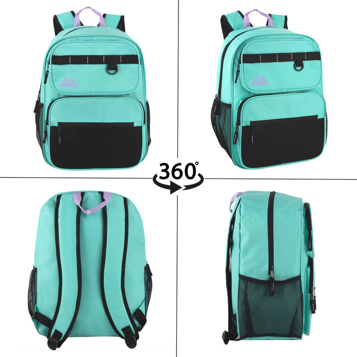 17 Inch Multi- Mesh Pocket Daisy Chain Backpack- Girls -  Single Colors - BagsInBulk.com
