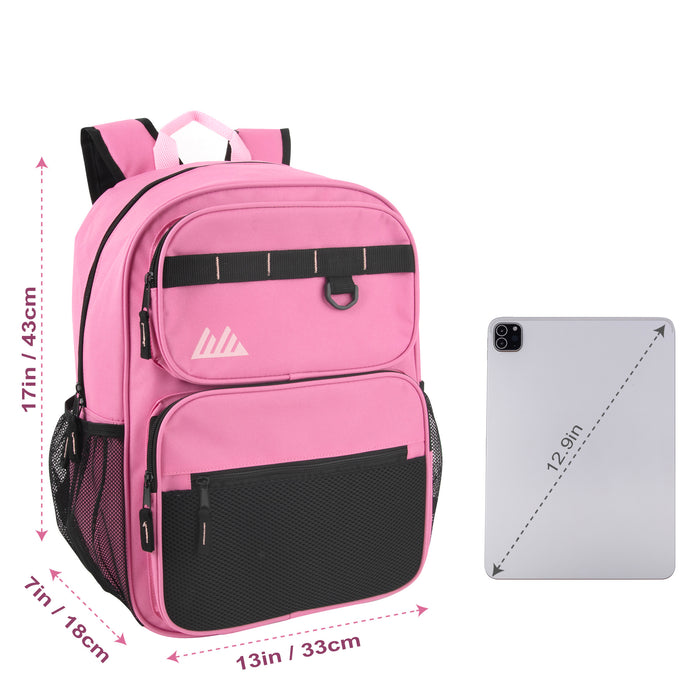 17 Inch Multi- Mesh Pocket Daisy Chain Backpack- Girls -  Single Colors - BagsInBulk.com