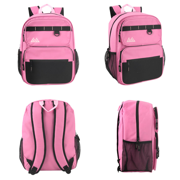 17 Inch Multi- Mesh Pocket Daisy Chain Backpack- Girls -  Single Colors - BagsInBulk.com