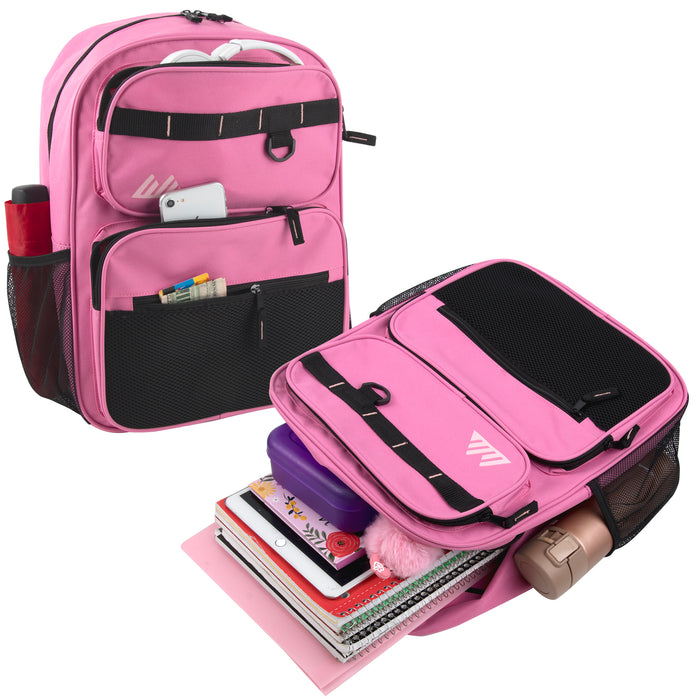 17 Inch Multi- Mesh Pocket Daisy Chain Backpack- Girls -  Single Colors - BagsInBulk.com