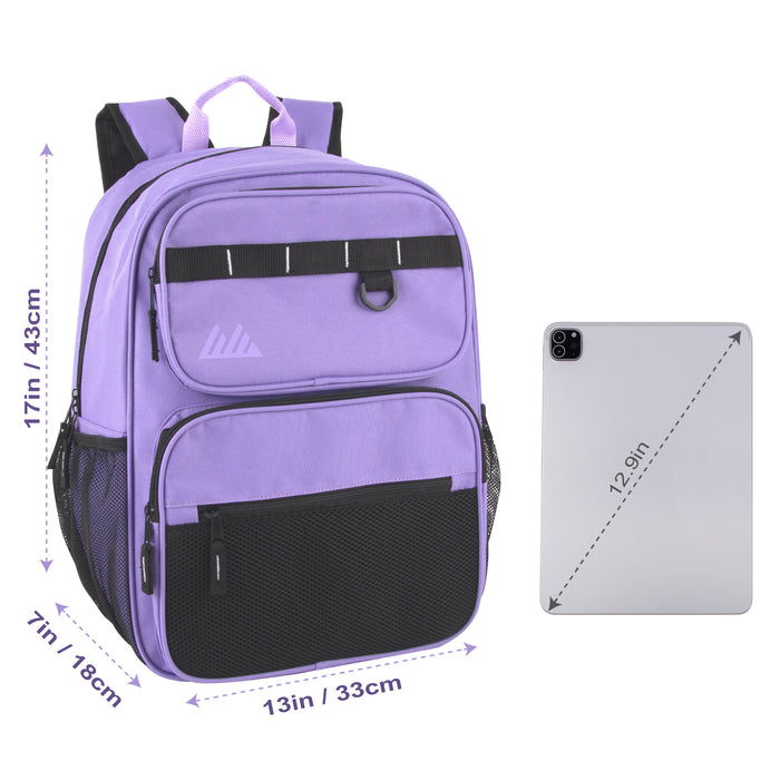 17 Inch Multi- Mesh Pocket Daisy Chain Backpack- Girls -  Single Colors - BagsInBulk.com