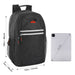 18 Inch Multi-Pocket Reflective Backpack -  Black - BagsInBulk.com