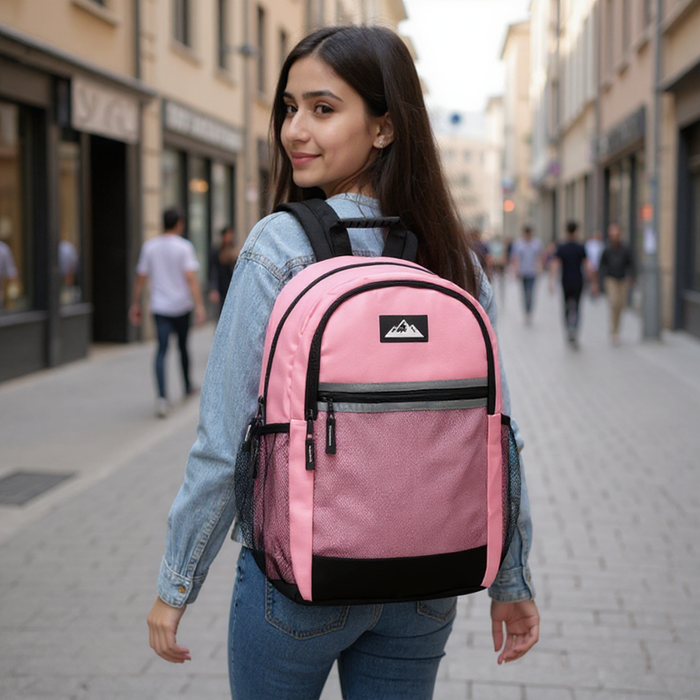 18-Inch Multi-Pocket Reflective Backpack -  3 Girls Colors - BagsInBulk.com