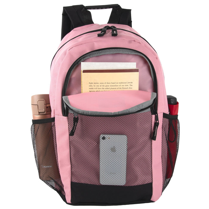 18-Inch Multi-Pocket Reflective Backpack -  3 Girls Colors - BagsInBulk.com