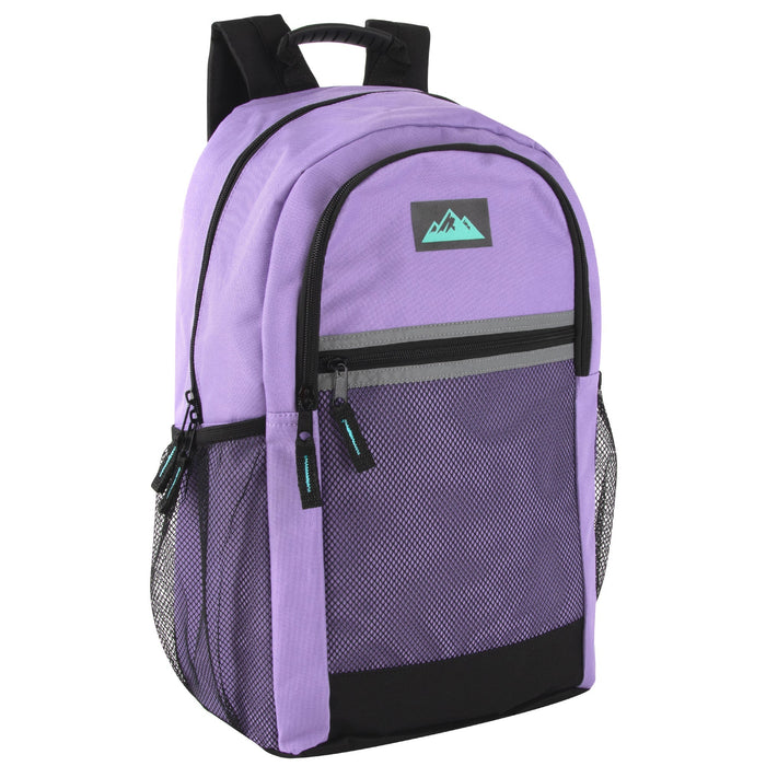 18-Inch Multi-Pocket Reflective Backpack -  3 Girls Colors - BagsInBulk.com