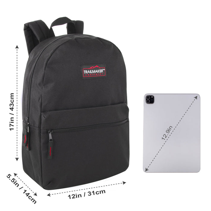 Trail maker (24 Pack) Classic 17 Inch Backpacks in Bulk Wholesale Back Packs for Boys and Girls (Multi Assorted 12 colors Pack) Trail maker (24 Pack) Classic 17 Inch Backpacks in Bulk Wholesale Back Packs for Boys and Girls (Multi Assorted 12 colors Pack)