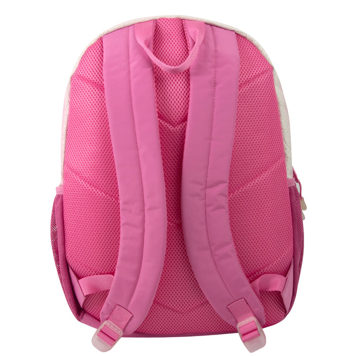 17-inch Pink Heart Quilted Girl's Backpack with Heart-Shaped Confetti