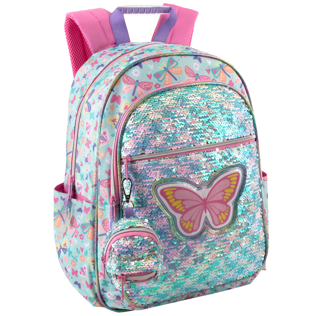 Mini Backpack Purse for Girls Cute Sequin Small Butterfly Backpack OMG! Accessories B-Fly Shimmering Butterfly Large Backpack, Pink main image 2