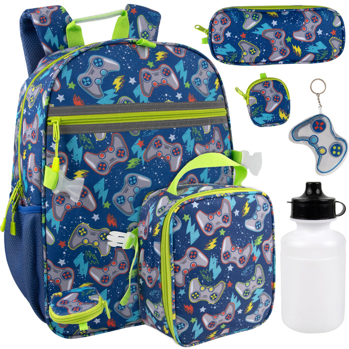 6 In 1 Gamer Themed Printed Backpacks Including bottle, Lunch Bag, Pencil Case & Accessory Pouch (Copy)