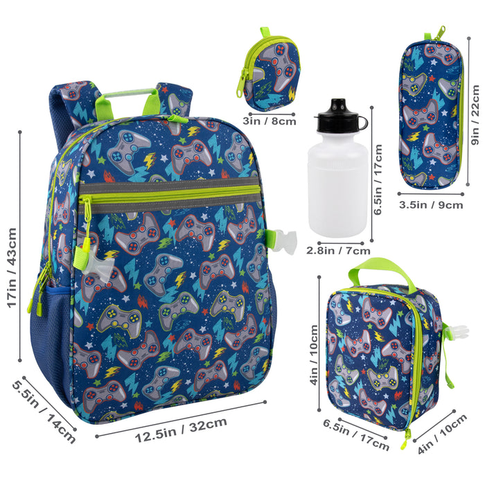 6 In 1 Gamer Themed Printed Backpacks Including bottle, Lunch Bag, Pencil Case & Accessory Pouch (Copy)