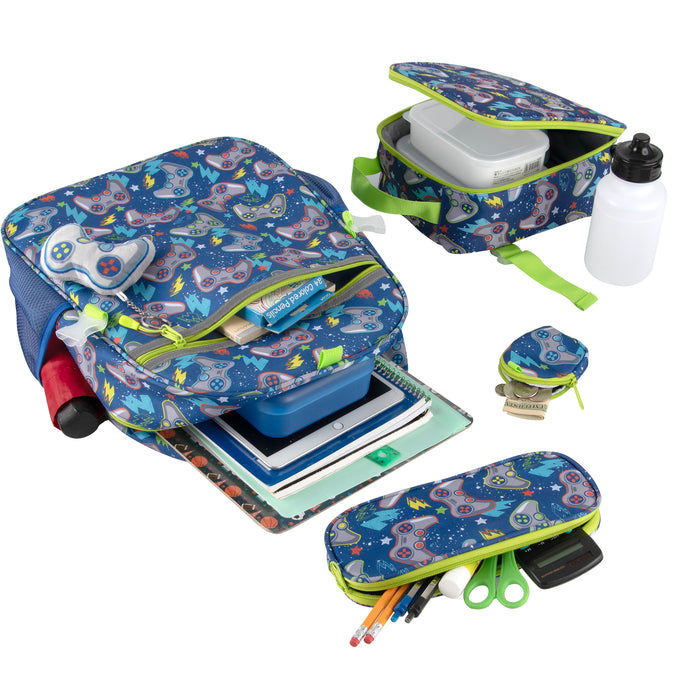 6 In 1 Gamer Themed Printed Backpacks Including bottle, Lunch Bag, Pencil Case & Accessory Pouch (Copy)