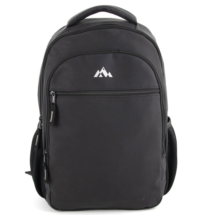 18-inch Rubberized Soft Touch Backpack w Laptop Sleeve - Black - BagsInBulk.com