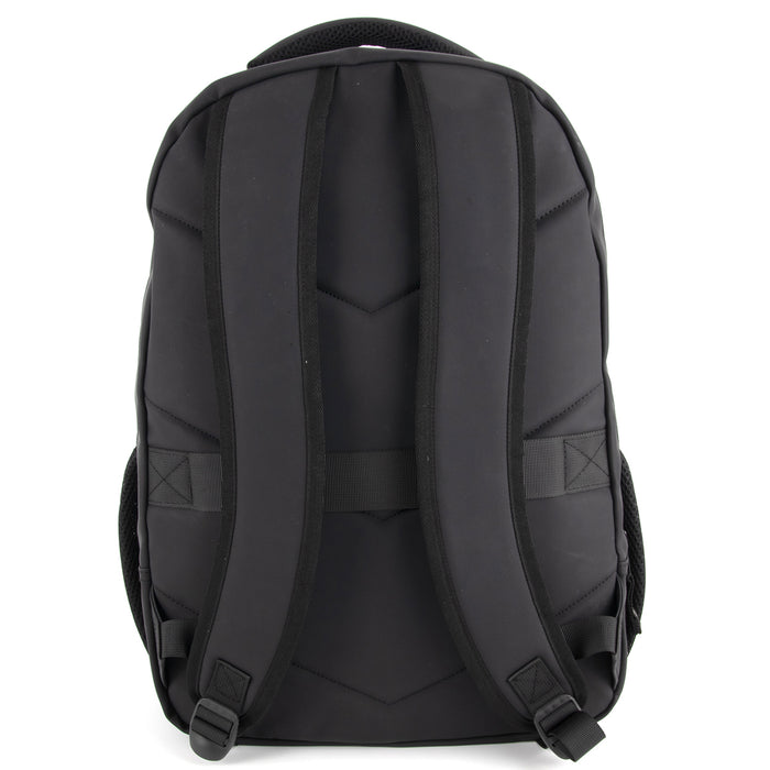 18-inch Rubberized Soft Touch Backpack w Laptop Sleeve - Black - BagsInBulk.com