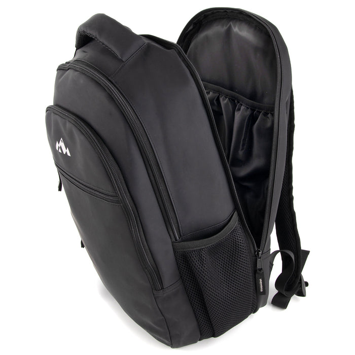 18-inch Rubberized Soft Touch Backpack w Laptop Sleeve - Black - BagsInBulk.com