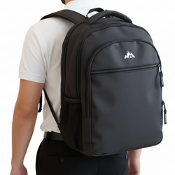 18-inch Rubberized Soft Touch Backpack w Laptop Sleeve - Black