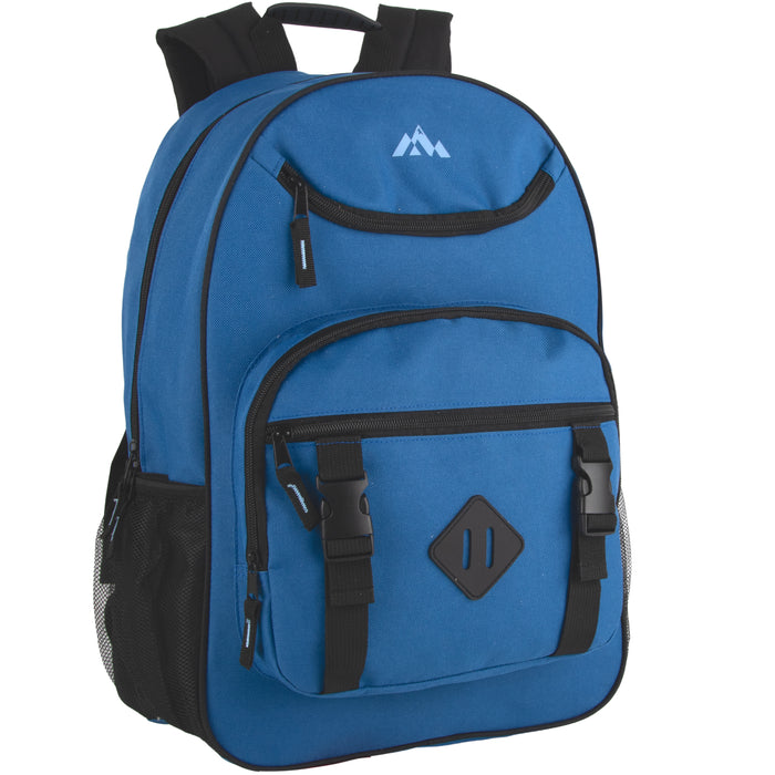 18 Inch Double Buckle Backpack with Laptop Section -  4 Colors - BagsInBulk.com
