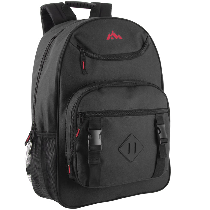 18 Inch Double Buckle Backpack with Laptop Section -  4 Colors - BagsInBulk.com
